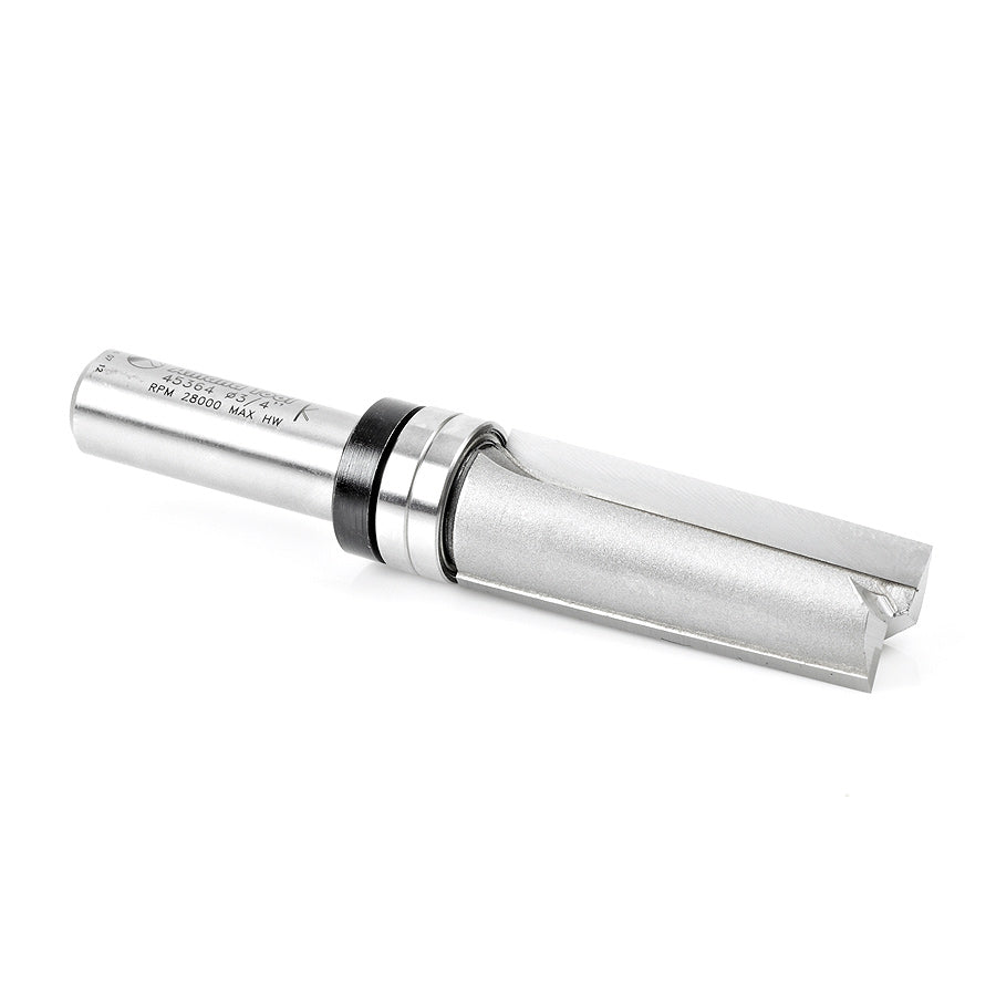 Amana Tool. Down Shear Flush Trim Plunge Template Router Bit | 3⁄4 Dia x 2" x 1⁄2"Shank with Upper BB | 45364