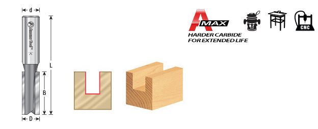 Amana Tool. Carbide Tipped Straight Plunge Router Bit | 2 Flute | 45420