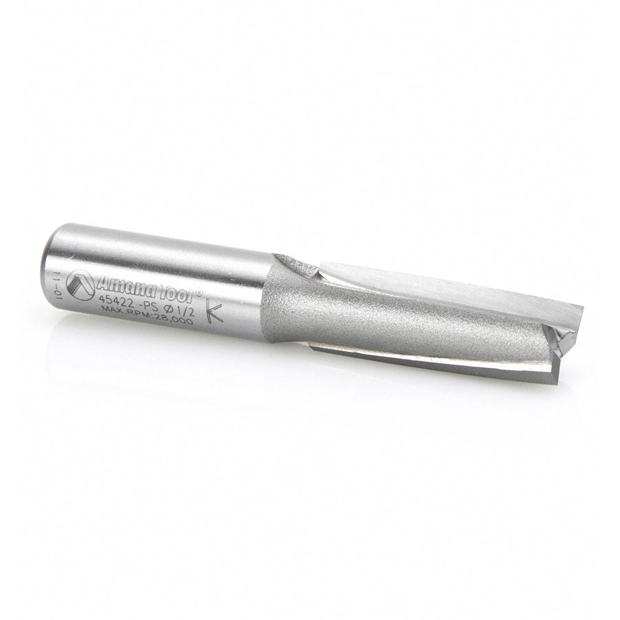 Amana Tool. 3° Production Shear Straight Plunge Router Bit | 2 Flute | 1⁄2 Dia x 1 1⁄2 x 1⁄2" Shank | 45422-PS
