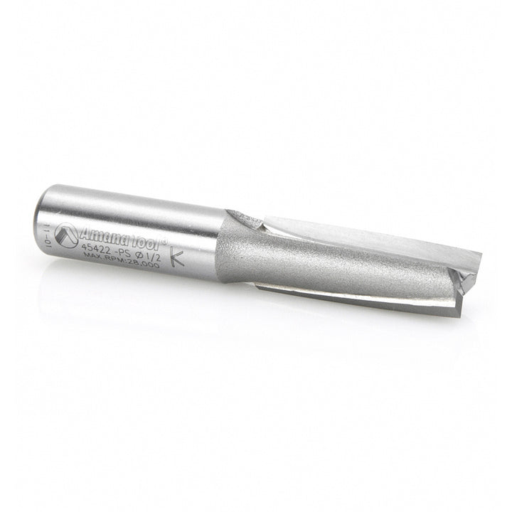 Amana Tool. 3° Production Shear Straight Plunge Router Bit | 2 Flute | 1⁄2 Dia x 1 1⁄2 x 1⁄2" Shank | 45422-PS
