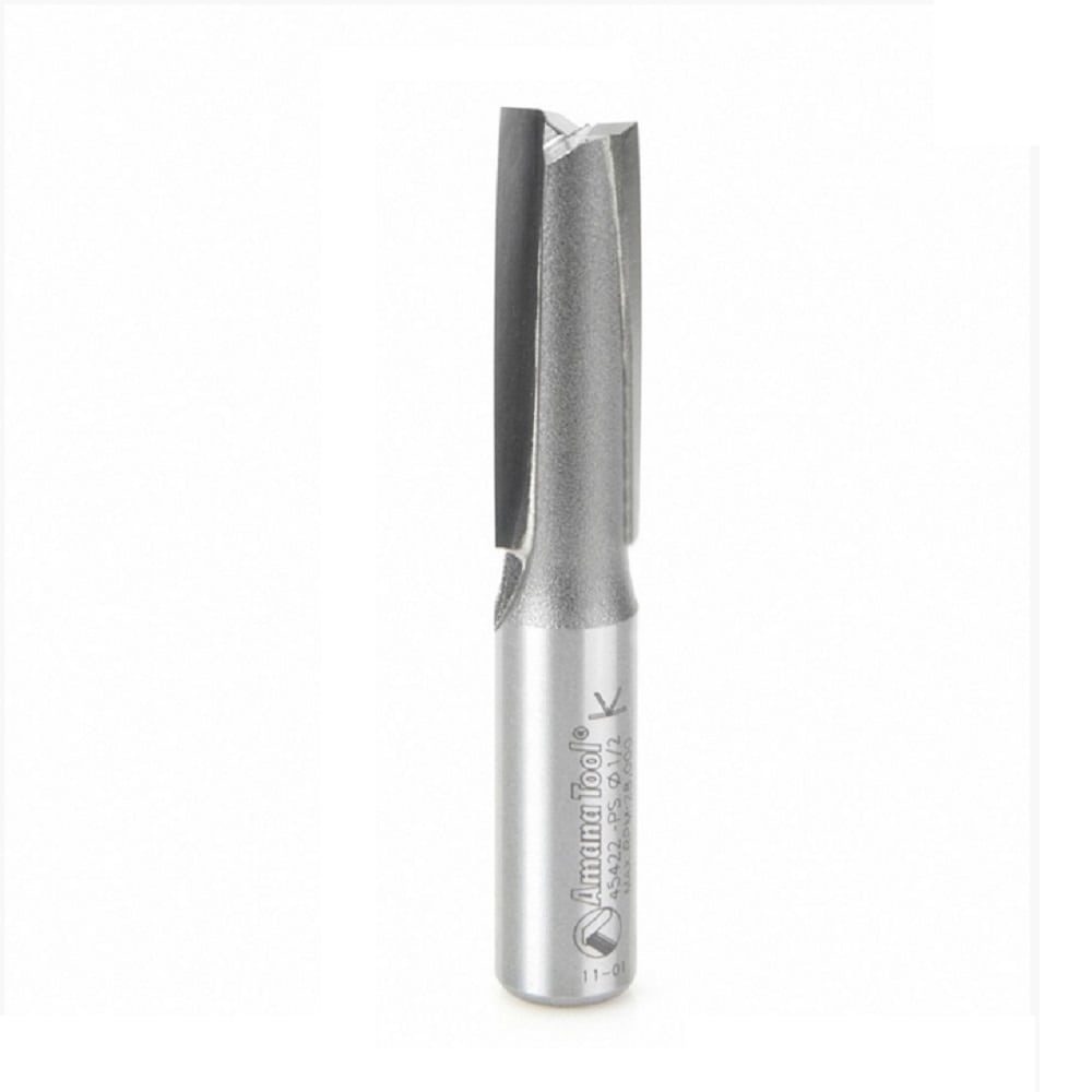 Amana Tool. 3° Production Shear Straight Plunge Router Bit | 2 Flute | 1⁄2 Dia x 1 1⁄2 x 1⁄2" Shank | 45422-PS