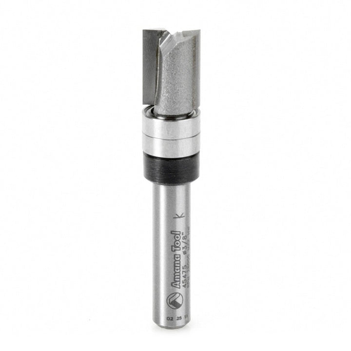 Amana Tool. Flush Trim Plunge Router Bit | 3⁄8 Dia x 1⁄2 x 1⁄4"Shank with 2 Upper BB | 45475