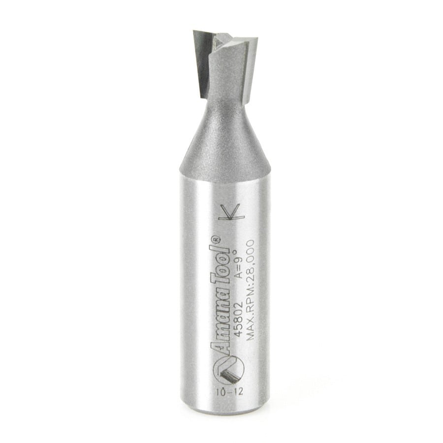 Amana Tool. Dovetail Router Bit | 9°x 3⁄8 Dia x 3⁄8 x 1⁄2" Shank | 45802