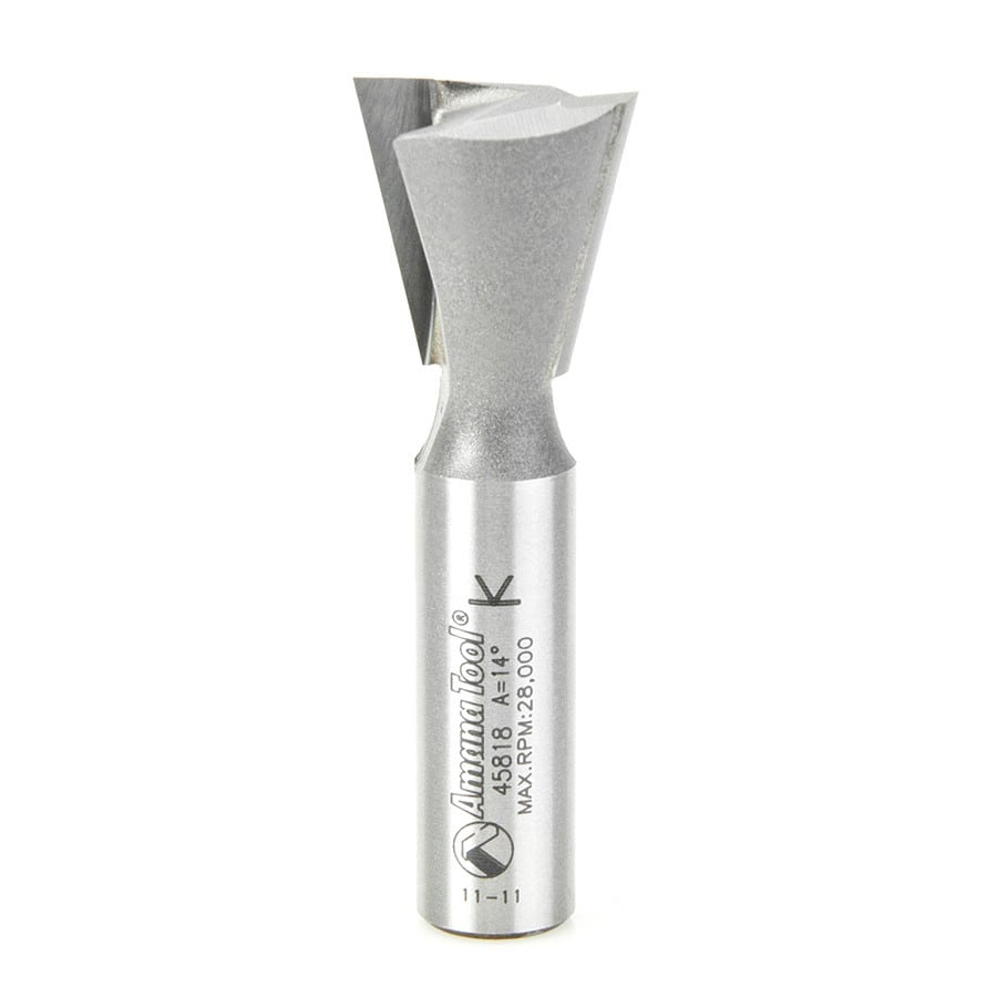 Amana Tool. Dovetail Router Bit | 14°x 7⁄8 Dia x 7⁄8 x 1⁄2" Shank | 45818