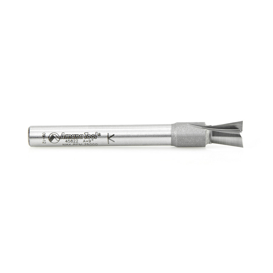 Amana Tool. Dovetail Router Bit | 9°x 5⁄16 Dia x 3⁄8 x 1⁄4" | 45822