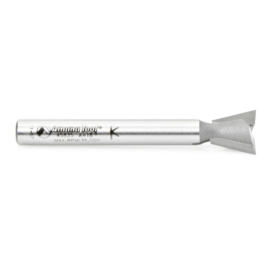 Amana Tool. Dovetail Router Bit | 18°x 1⁄2 Dia x .415 x 1⁄4" Shank | 45835