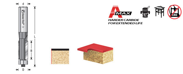 Amana Tool. Flush Trim Router Bit | 3⁄8 Dia x 1" x 1⁄4 Shank | 47092
