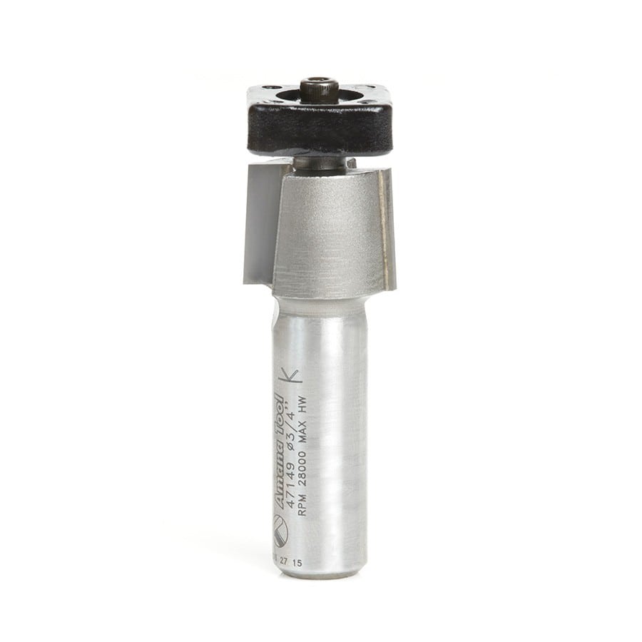 Amana Tool. Laminate Trimmer with Euro Square Bearing Router Bit | 3⁄4 Dia x 5⁄8 x 1⁄2"Shank | 47149