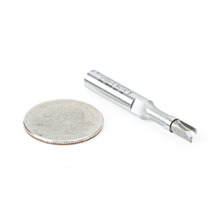 Amana Tool. Flush Trim Plunge Router Bit | 3⁄16 Dia x 1⁄4 x 1⁄4" Shank with Upper BB | 47222-S