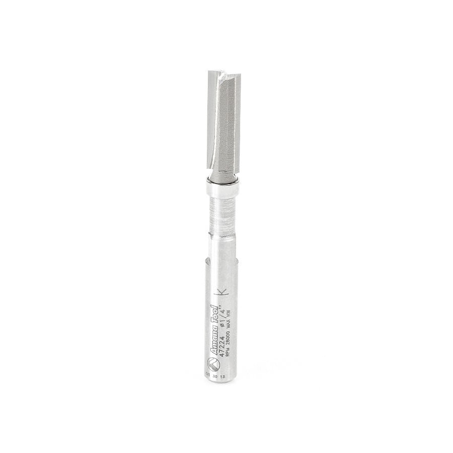 Amana Tool. Flush Trim Plunge Router Bit | 1⁄4 Dia x 3⁄4 x 1⁄4" Shank with Upper BB | 47224