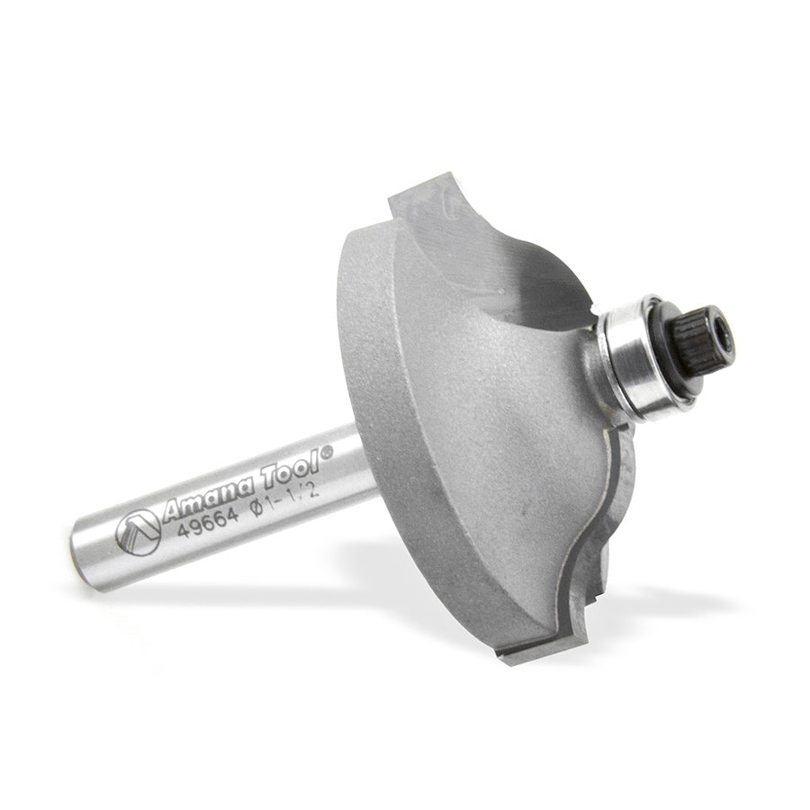 Amana Tool. Ogee Stile Router Bit | 11⁄32 Radius x 1 1⁄2 Dia x 9⁄16 x 1⁄4" Shank | 49664