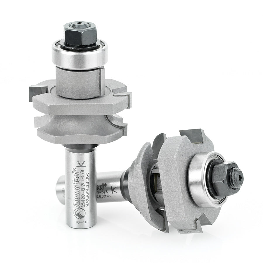 Amana Tool. Concave Stile & Rail Router Bit Set | 1 5⁄8 Dia x 1 1⁄16 x 1⁄4 Radius x 1⁄2" Shank | 55420