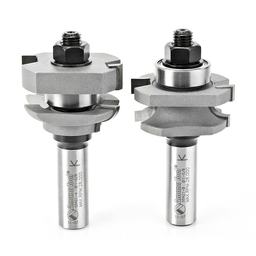 Amana Tool. Concave Stile & Rail Router Bit Set | 1 5⁄8 Dia x 11⁄16 x 5⁄32 Radius x 1⁄2" Shank | 55421