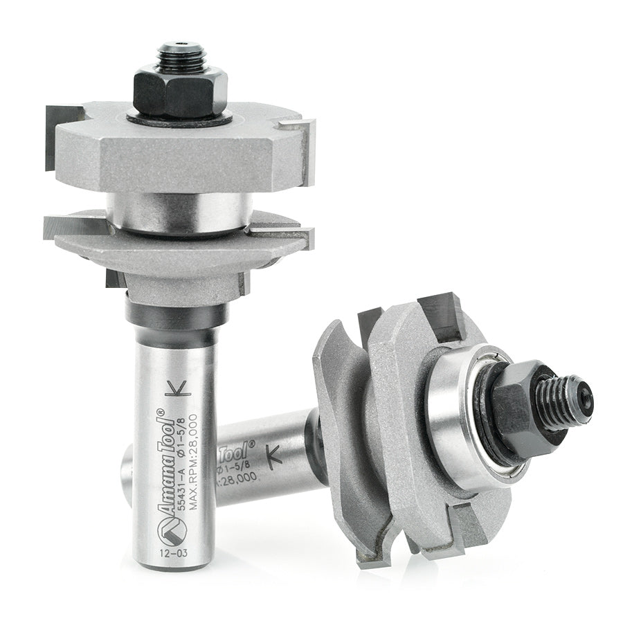 Amana Tool. Ogee Stile & Rail Router Bit Set | 1 5⁄8 Dia x 11⁄16 x 1⁄2" Shank | 55431