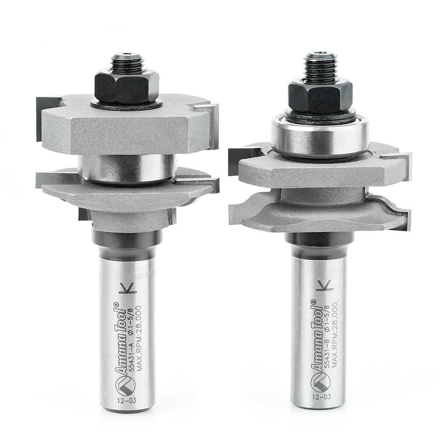 Amana Tool. Ogee Stile & Rail Router Bit Set | 1 5⁄8 Dia x 11⁄16 x 1⁄2" Shank | 55431