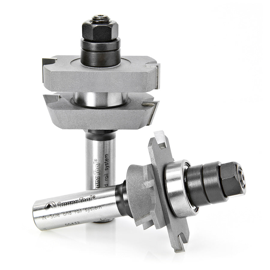 Amana Tool. Straight with Bevel In-Stile & Rail Router Bit Set | 1 7⁄8 Dia x 13⁄64 to 1⁄2 x 18°x 1⁄2" Shank | 55432