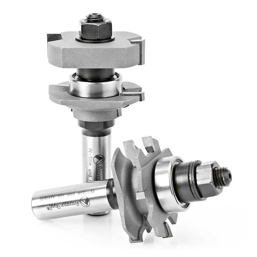 Amana Tool. Ogee In-Stile & Rail Router Bit Set | 1 5⁄8 Dia x 13⁄64 to 1⁄2 x 1⁄4 Radius x 1⁄2" Shank | 55436