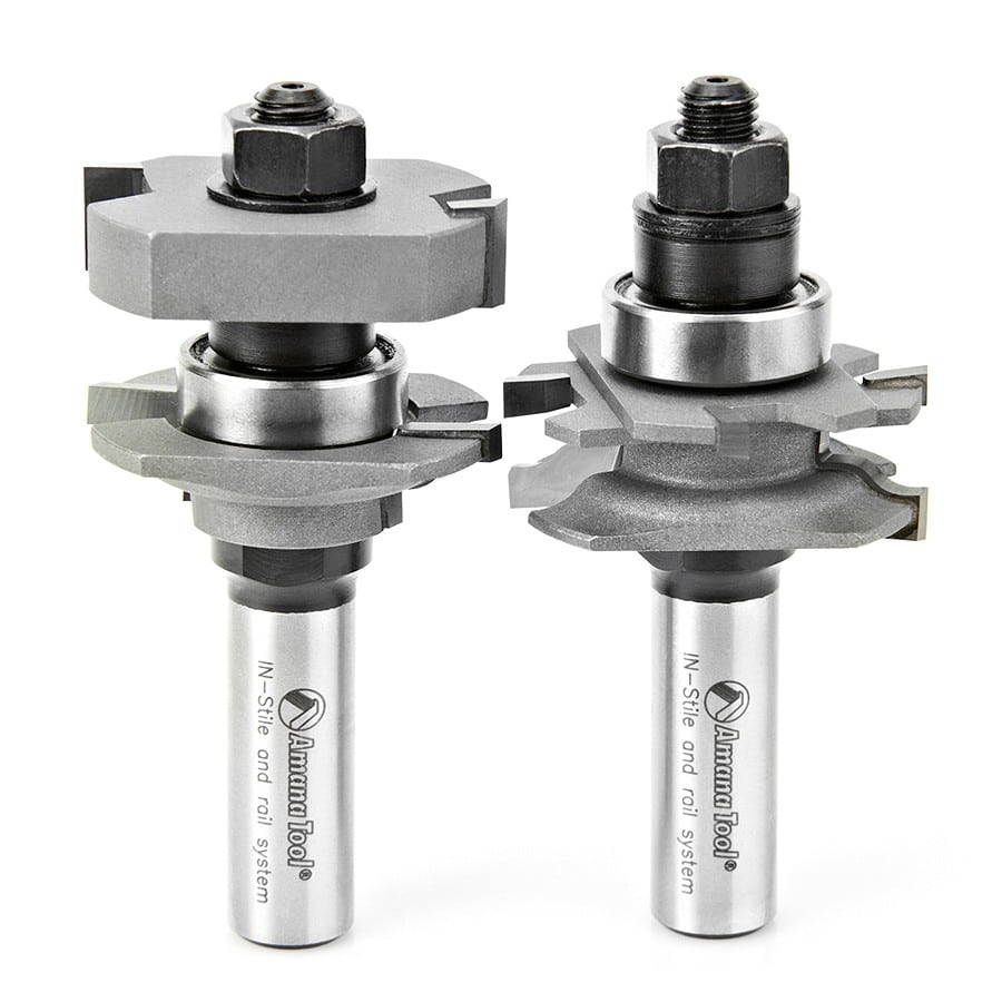 Amana Tool. Ogee In-Stile & Rail Router Bit Set | 1 5⁄8 Dia x 13⁄64 to 1⁄2 x 1⁄4 Radius x 1⁄2" Shank | 55436