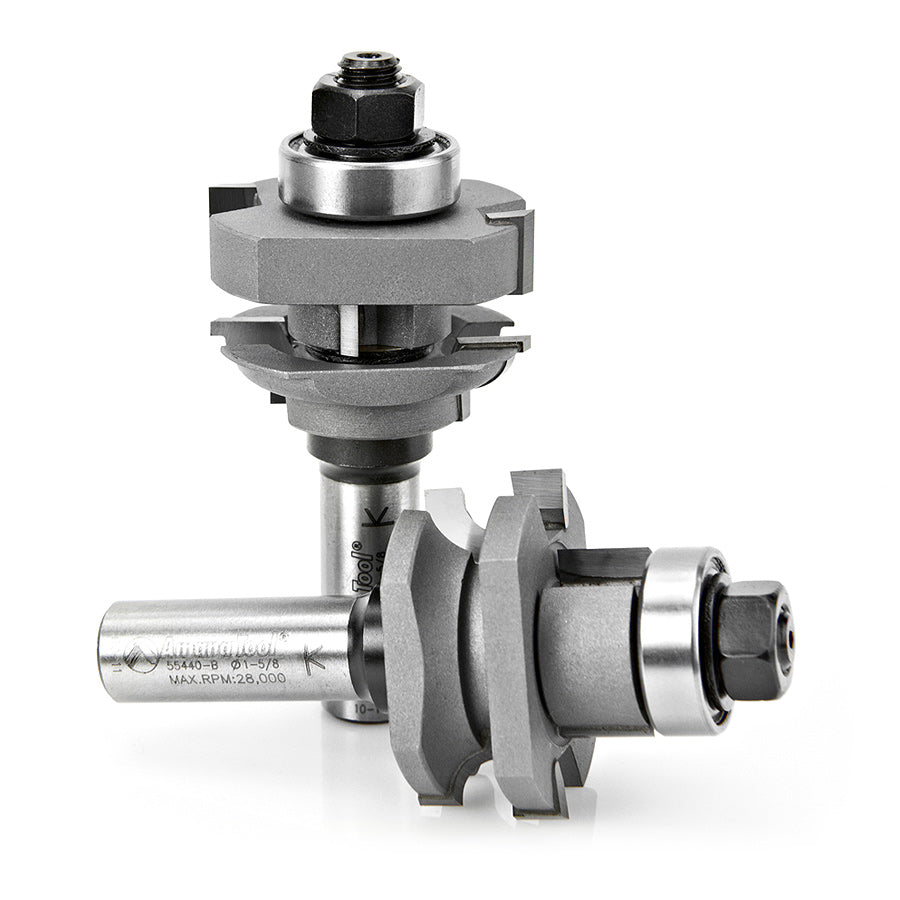 Amana Tool. Bead Stile & Rail Router Bit Set | 1 5⁄8 Dia x 1 1⁄16 x 3⁄16 Radius x 1⁄2" Shank | 55440