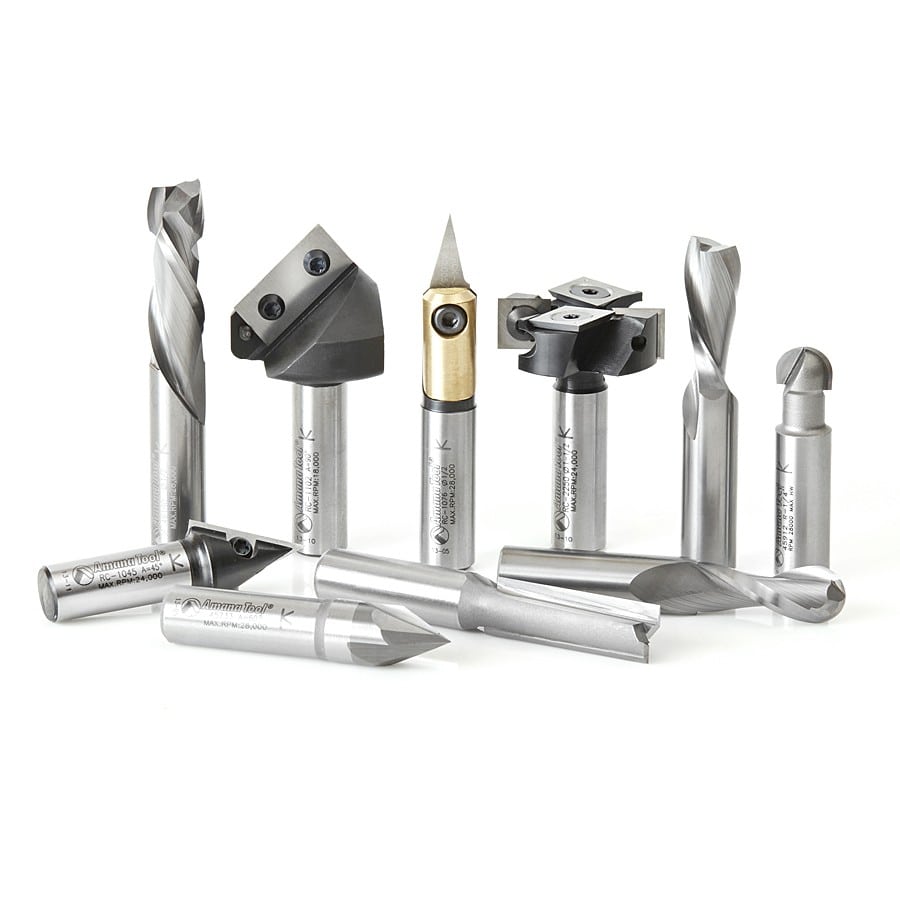 Amana Tool. 3D Signmaking CNC Router Bit Collection | 10 Piece | 1⁄2 Shank | AMS-138