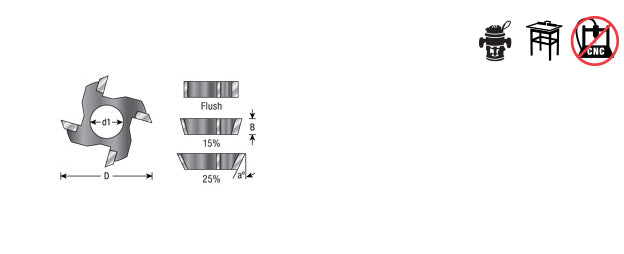 Amana Tool. 4 Wing Flush Cutter for Assemblies | 7⁄8 Dia x 1⁄4 x 5⁄16 Bore | 47500