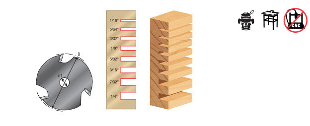 Amana Tool. 3 Wing Slotting Cutters | 1 7⁄8 Dia x 3⁄32 x 5⁄16 Inner Dia | 53204
