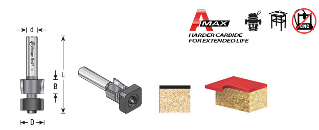 Amana Tool. Laminate Trimmer with Euro Square Bearing Router Bit | 1⁄2 Dia x 19⁄64 x 1⁄4"Shank | 47147