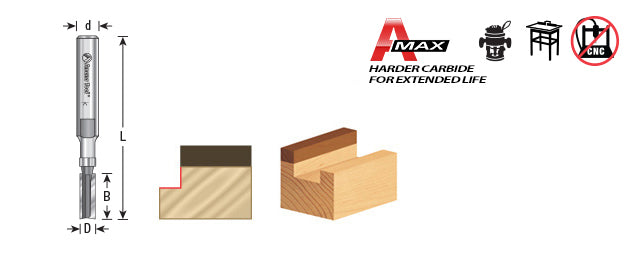 Amana Tool. Flush Trim Plunge Router Bit | 1⁄4 Dia x 3⁄4 x 1⁄4" Shank with Upper BB | 47224