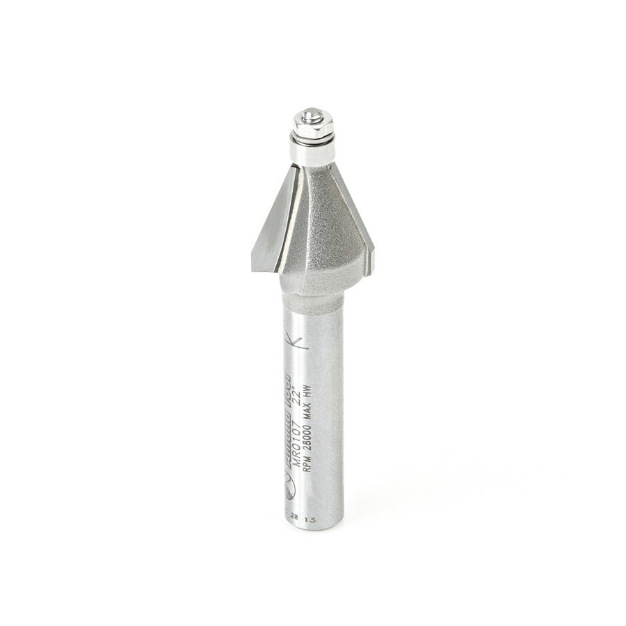 Amana Tool. Miniature Chamfer Router Bit | 22.5 x 1⁄2 Dia x 1⁄2 x 1⁄4"Shank | MR0107