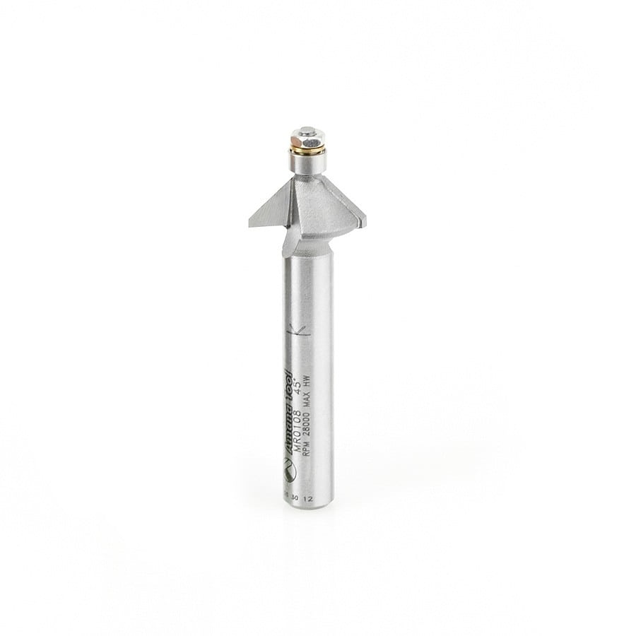 Amana Tool. Miniature Chamfer Router Bit | 45 Degree x 9⁄16 Dia x 1⁄4 x 1⁄4"Shank | MR0108