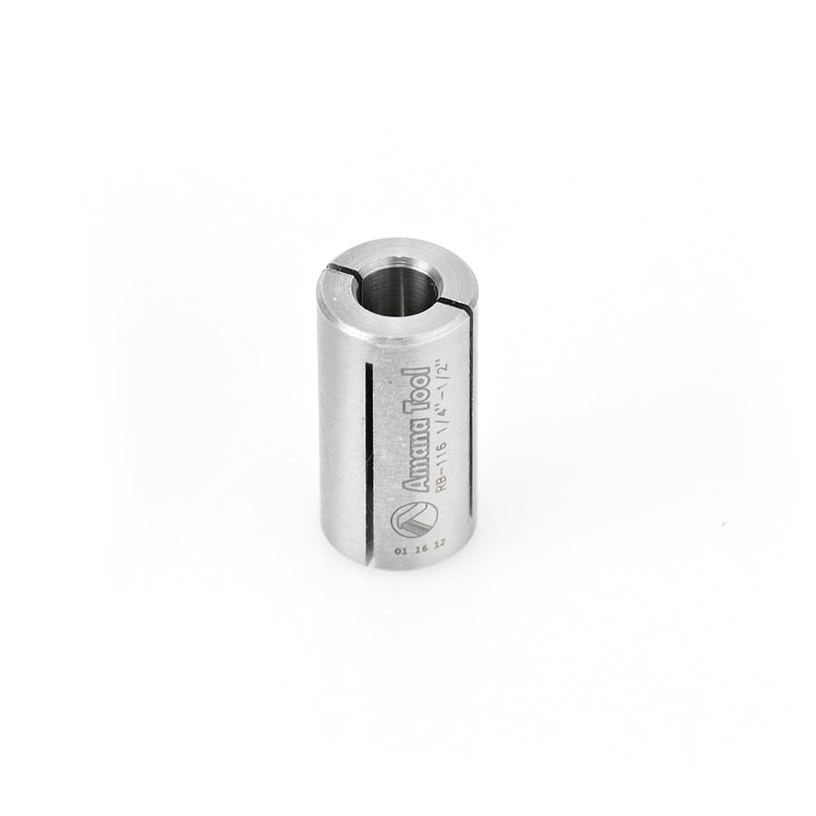 Amana Tool. High Precision Router Collet Reducer | 1⁄2 Overall Dia x 1⁄4 Inner Dia x 1" Long | RB-116