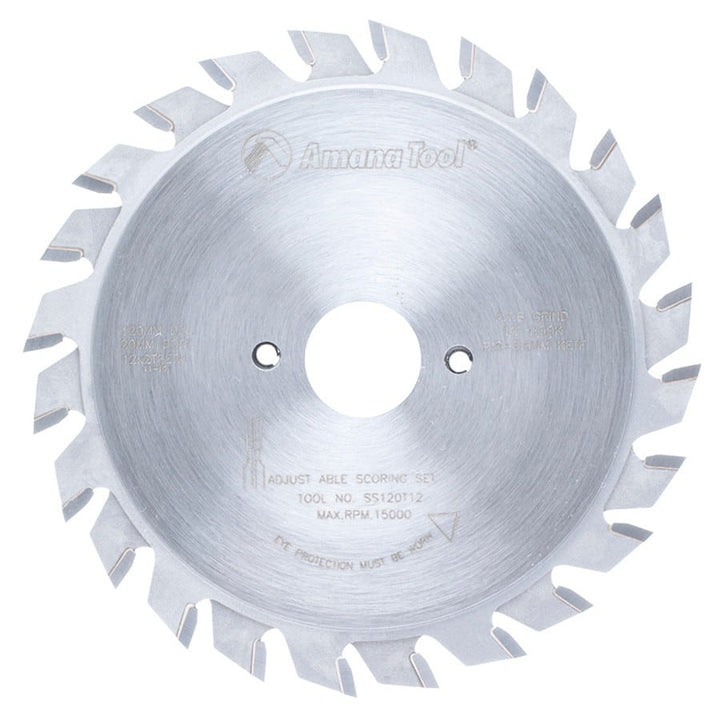 Amana Tool. Adjustable Type Scoring Sets - 120mm Dia x 24T ATB - 12° - 20mm Bore | SS120T12