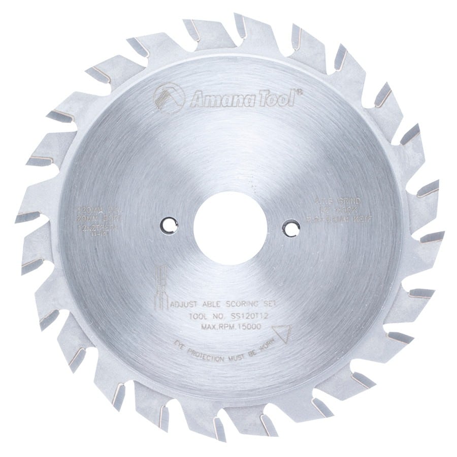 Amana Tool. Adjustable Type Scoring Sets - 120mm Dia x 24T ATB - 12° - 20mm Bore | SS120T12