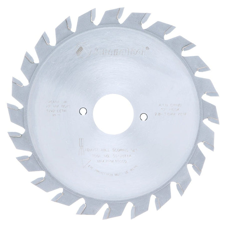 Amana Tool. Adjustable Type Scoring Sets - 120mm Dia x 24T ATB - 12° - 22mm Bore | SS120T14