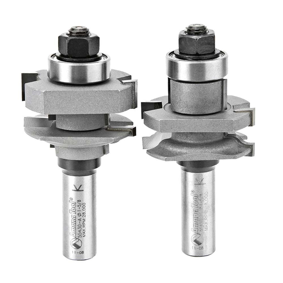 Amana Tool. Ogee Stile & Rail Router Bit Set | 1 5⁄8 Dia x 1 1⁄16 x 1⁄4 Radius x 1⁄2" Shank | 55430