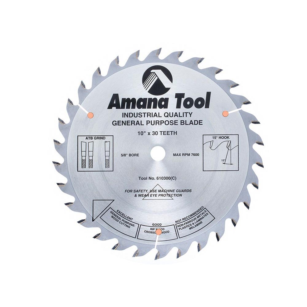 Amana Tool. Multi-Use Ripping & General Purpose Blade - 10" Dia x 30T ATB 20° - 5⁄8 Bore | 610300