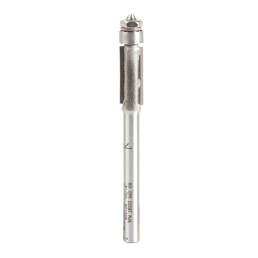 Amana Tool. Miniature Flush Trim Router Bit | 3⁄16 Dia x 7⁄16 x 1⁄8" Shank | MR0105