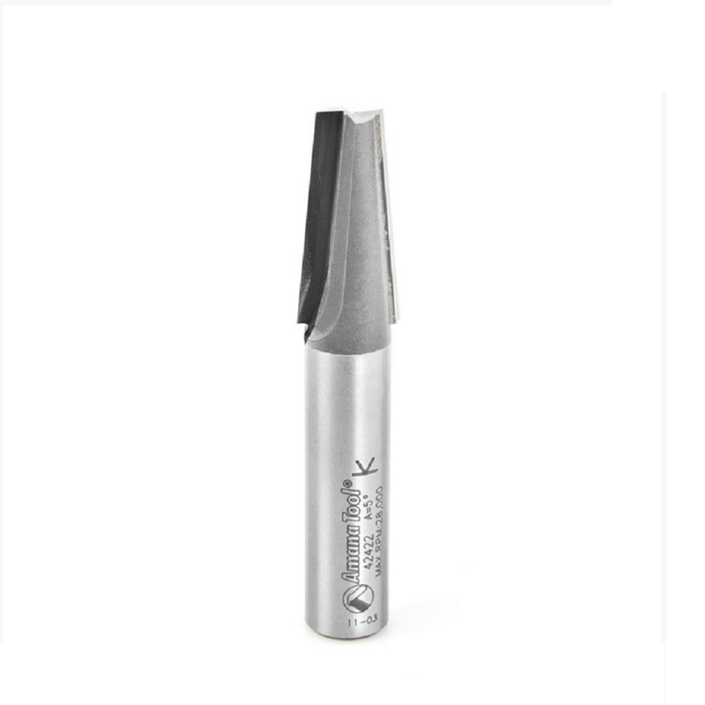 Amana Tool. Patternmakers Plunge Router Bit | 2 Flute | 5°x 19⁄32 Dia x 1 1⁄4 x 1⁄2"Shank | 42422 