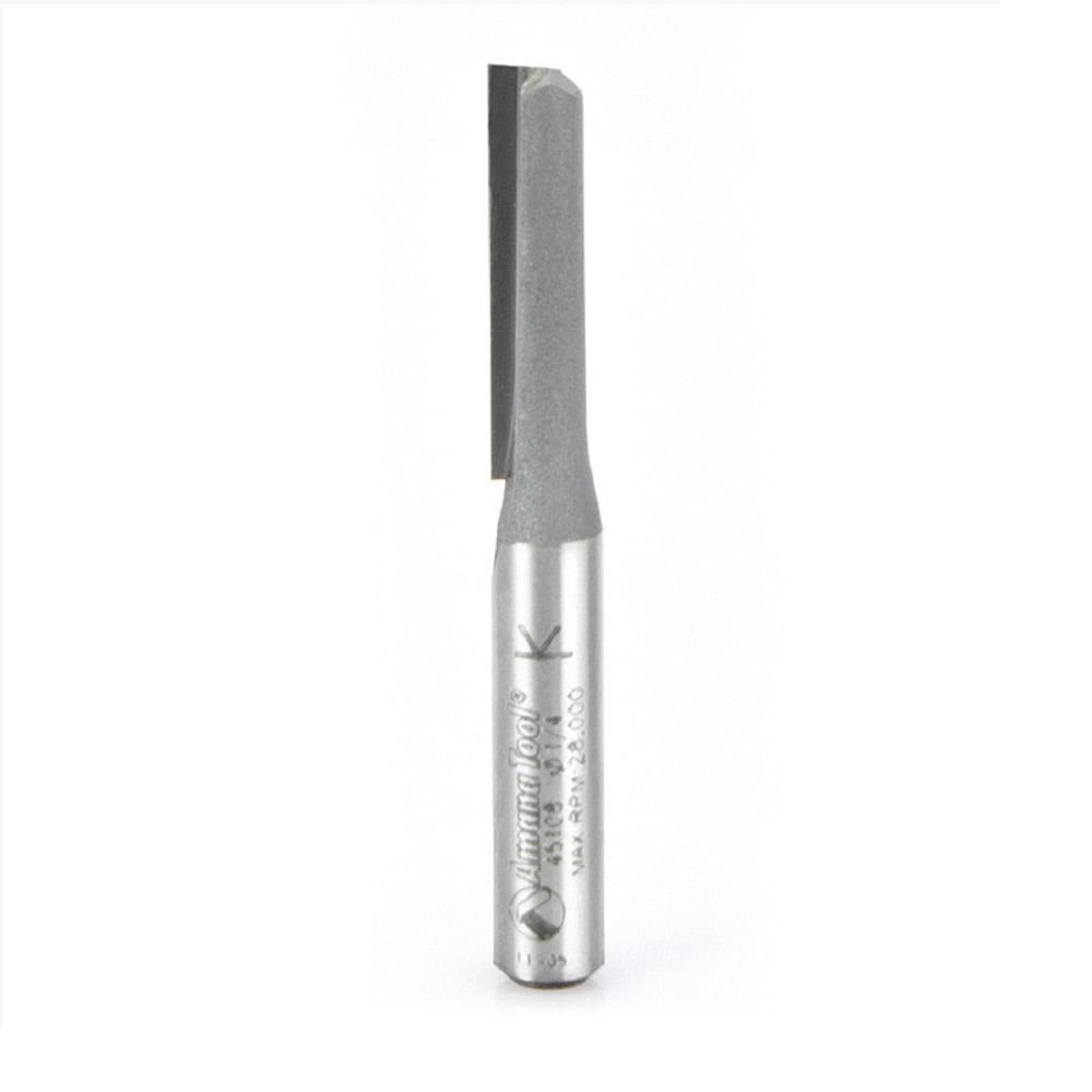 Amana Tool. Straight Plunge Router Bit | Single Flute | 1⁄4 Dia x 1" x 1⁄4 Shank | 45108 