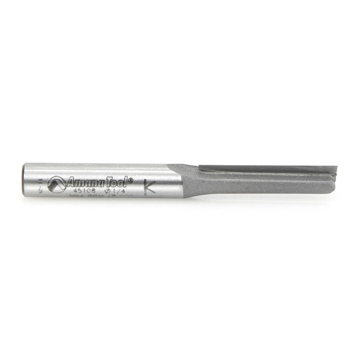 Amana Tool. Straight Plunge Router Bit | Single Flute | 1⁄4 Dia x 1" x 1⁄4 Shank | 45108 