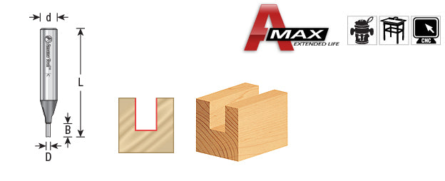 Amana Tool. Straight Plunge Router Bit | 2 Flute | Various Dia x 3⁄16 x 1⁄4" Shank | 45190 