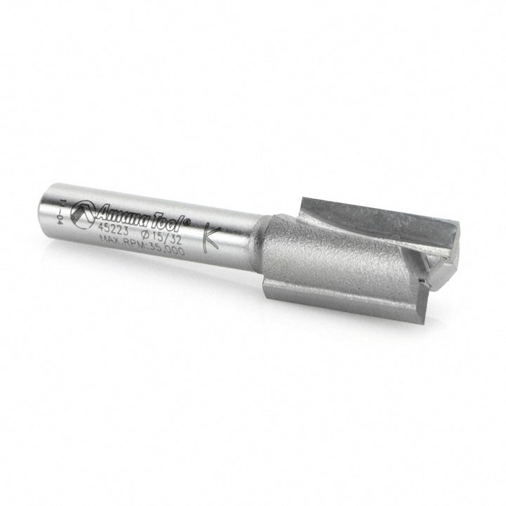 Amana Tool. Undersized Plywood Dado Straight Plunge Router Bit | 2 Flute | 15⁄32 Dia x 3⁄4 x 1⁄4" Shank for Plywood Thk 1⁄2 minus 1⁄32 | 45223