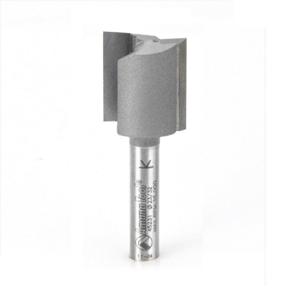 Amana Tool. Undersized Plywood Dado Straight Plunge Router Bit | 2 Flute | 23⁄32 Dia x 3⁄4 x 1⁄4" Shank for Plywood Thk 3⁄4 minus 1⁄32 | 45231 