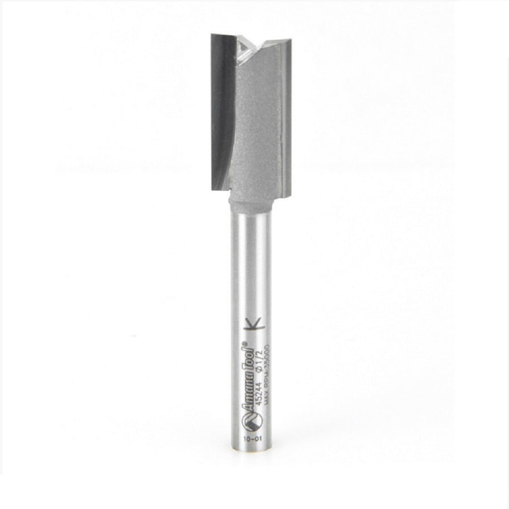 Amana Tool. Straight Plunge Router Bit | 2 Flute | 1⁄2 Dia x 1" x 1⁄4 Shank | 45244 