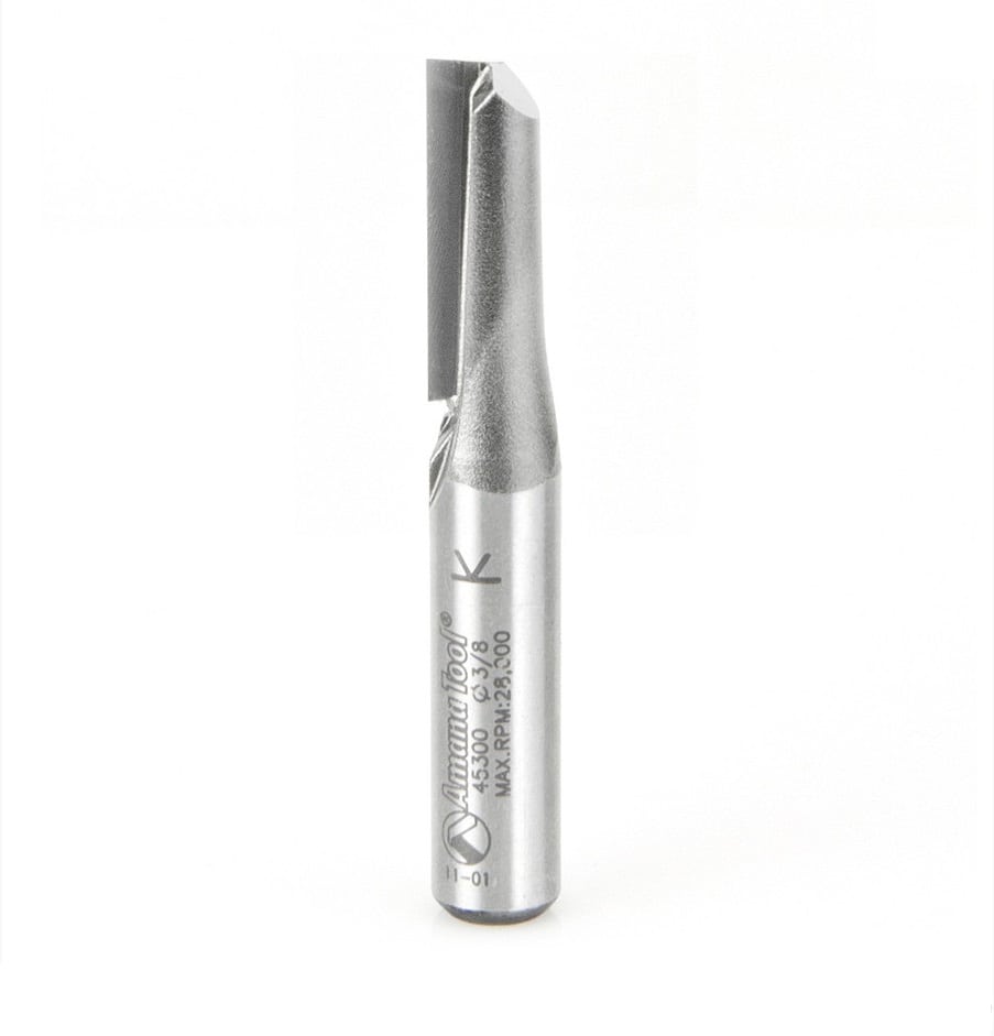 Amana Tool. Straight Plunge Router Bit | Single Flute | 3⁄8 Dia x 1" x 3⁄8 Shank | 45300 