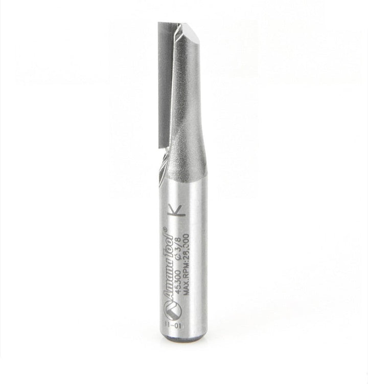 Amana Tool. Straight Plunge Router Bit | Single Flute | 3⁄8 Dia x 1" x 3⁄8 Shank | 45300 