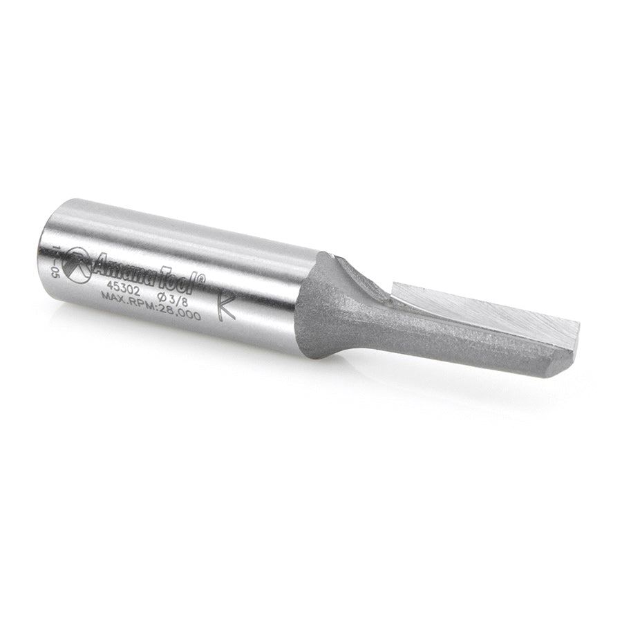 Amana Tool. Straight Plunge Router Bit | Single Flute | 3⁄8 Dia x 1" x 1⁄2 Shank | 45302 