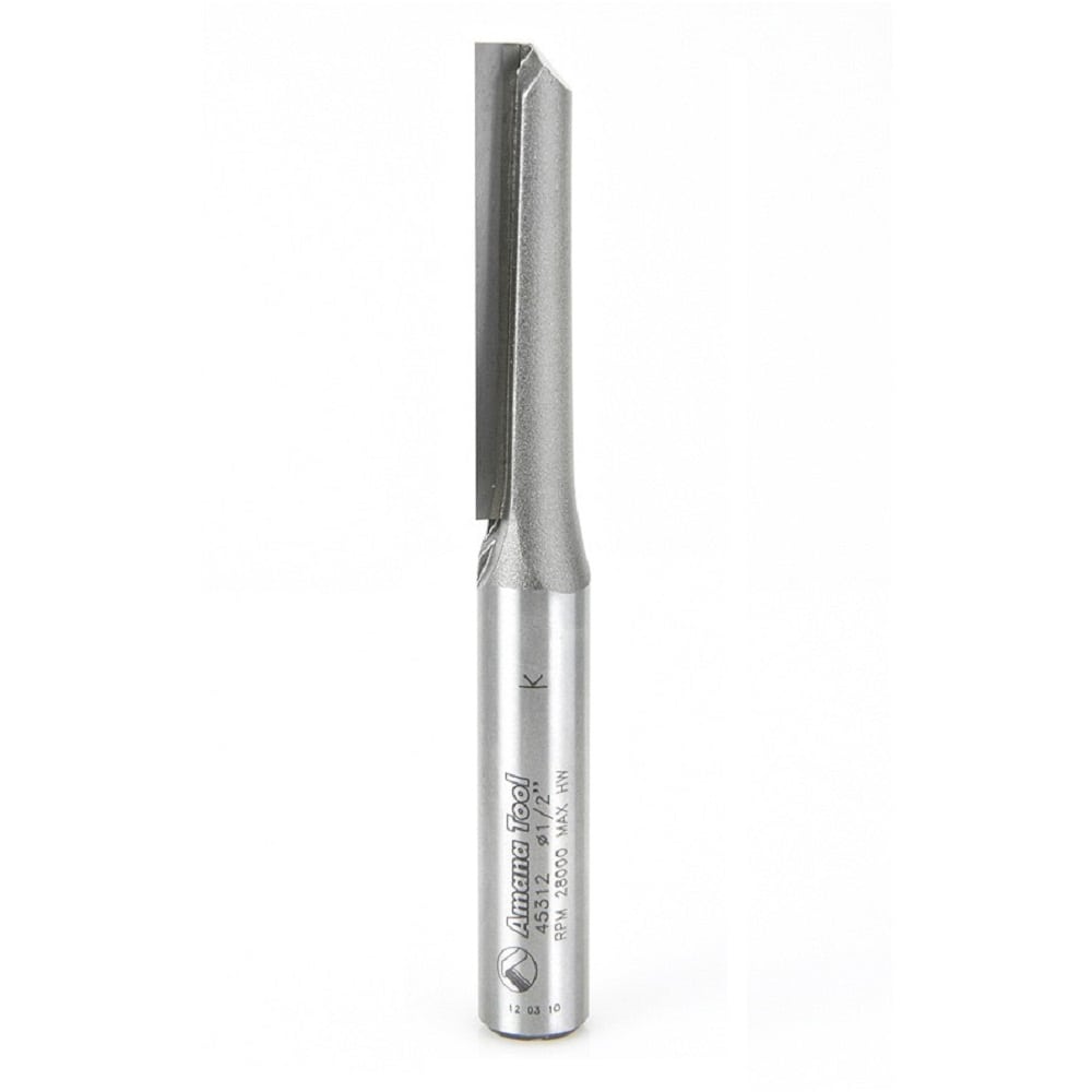 Amana Tool. Straight Plunge Router Bit | Single Flute | 1⁄2 Dia x 2" x 1⁄2 Shank | 45312 