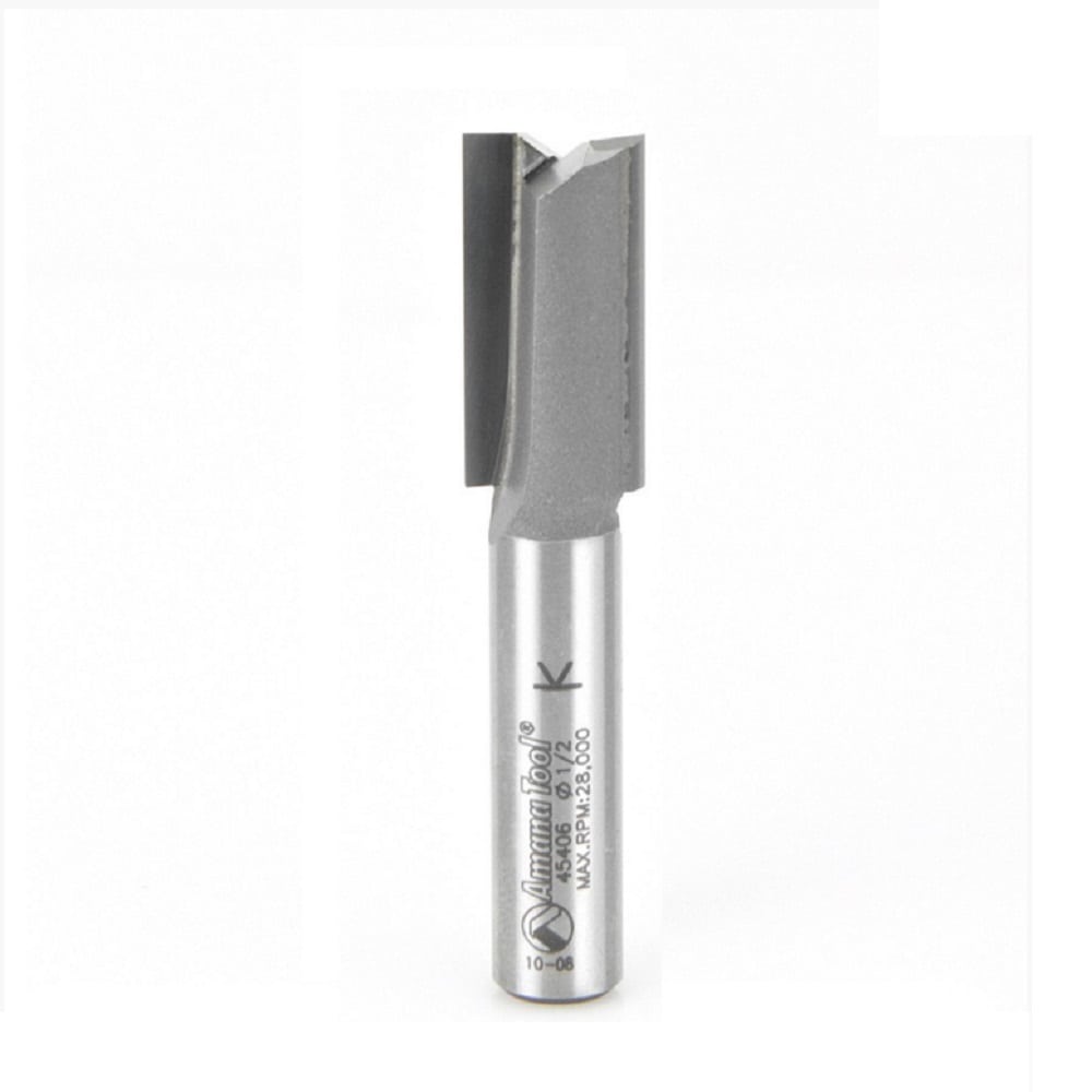 Amana Tool. Straight Plunge Router Bit | 2 Flute | 1⁄2 Dia x 1" x 3⁄8 Shank | 45406 