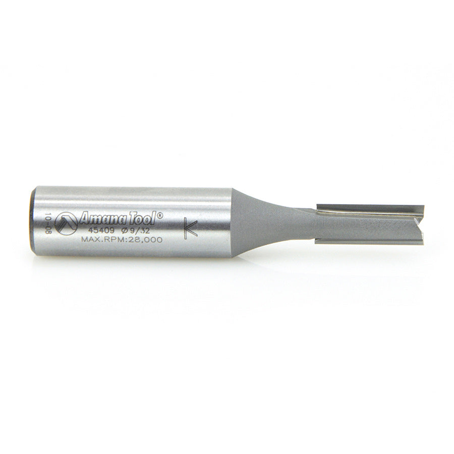 Amana Tool. Straight Plunge Router Bit | 2 Flute | 9⁄32 Dia x 3⁄4 x 1⁄2" Shank | 45409 